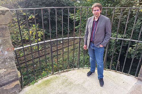 Jack standing next to the Powderhall railway line