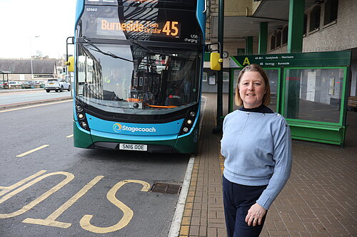 Libby at Kendal Bus Station