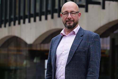 Mark Mitchell stood in front of Civic Centre