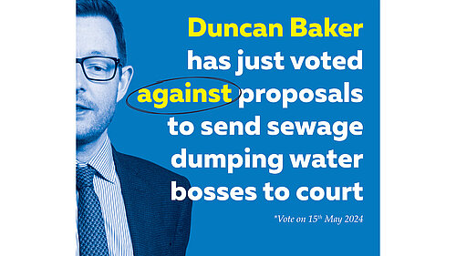 Tory votes against proposals to end sewage dumping